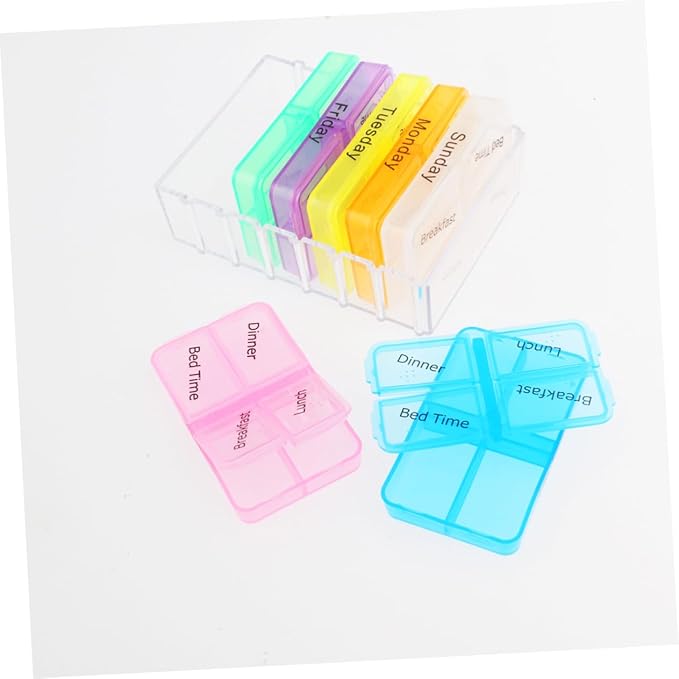 Hemoton 7 Travel Medicine Kit Travel Holder Medicine Organizer Portable Case Weekly Organizer Container Storage 7 Day Desktop