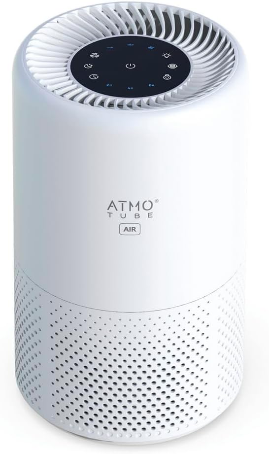 Atmotube AIR HEPA Air Purifier for Home – True H13 HEPA Filter for Small Rooms up to 172 sq.ft – 3-Stage Filtration for Smoke, Dust, Pets & Pollen – Ultra-Quiet Sleep Mode (28dB) & Night Light