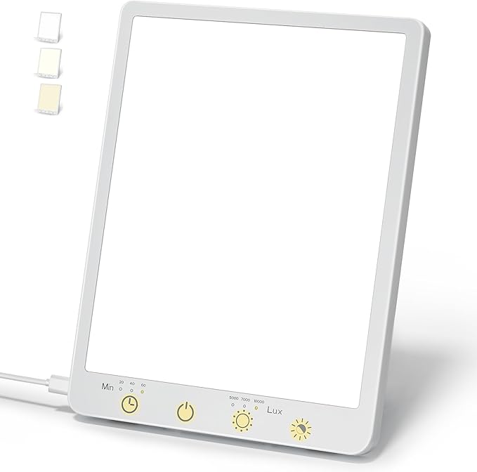 Light Therapy Lamp - 10000 Lux Therapy Light, 3 Color Temperature & Wall Mount with Memory Function, Touch Control Portable Therapy Lamp with Adjustable Brightness for Home & Office.