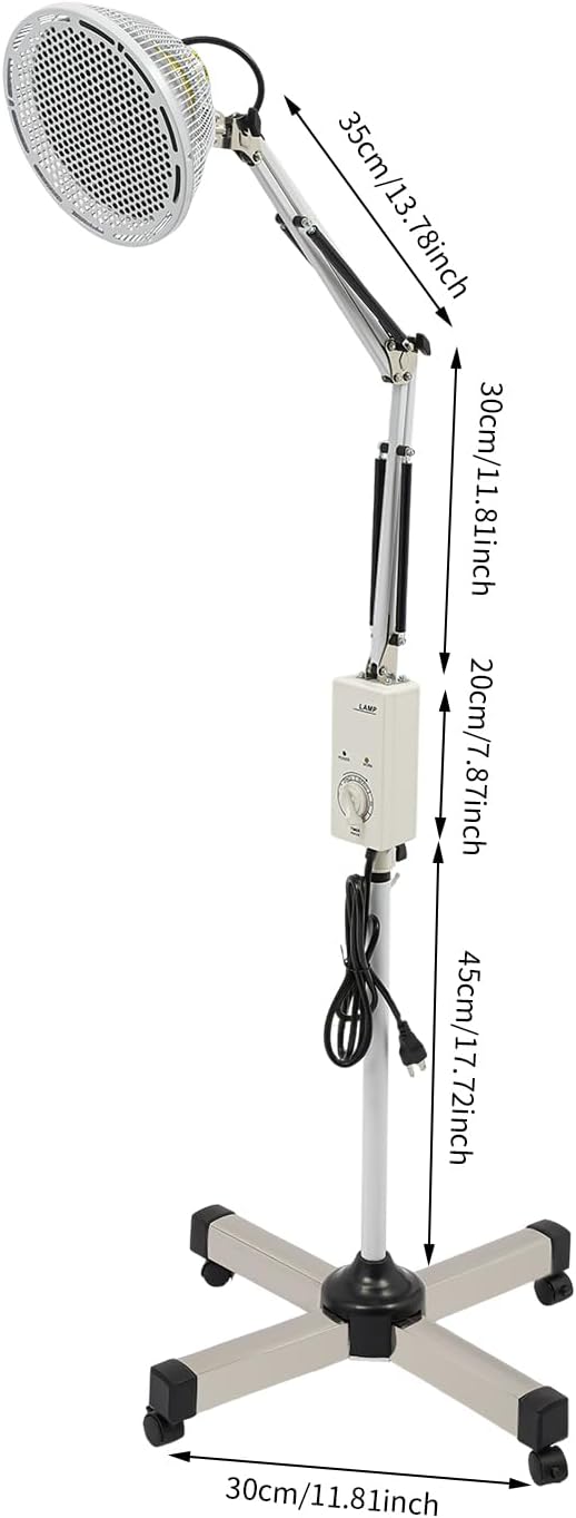 Acupuncture Infrared Heat Therapy Mineral Lamp with Adjustable Height Heating Light, 360° Rotating Lamp Head, and Timer for Muscle Pain Relief, Joint Therapy, and Recovery
