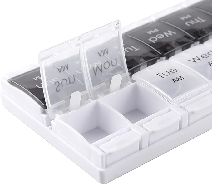 7 Day Pill Organizer 2 Times a Day - Weekly Medicine Dose Organizer Box, Vitamin Holder Case, Big Pill Container Box, 7 Day AM PM