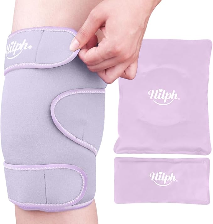 Hilph Hot & Cold Therapy Knee Ice Wrap with Dual Gel Packs & Adjustable Brace for Full Knee Coverage, Pain Relief for Replacement Surgery, Arthritis, ACL, Meniscus Tear, Women, Men Purple