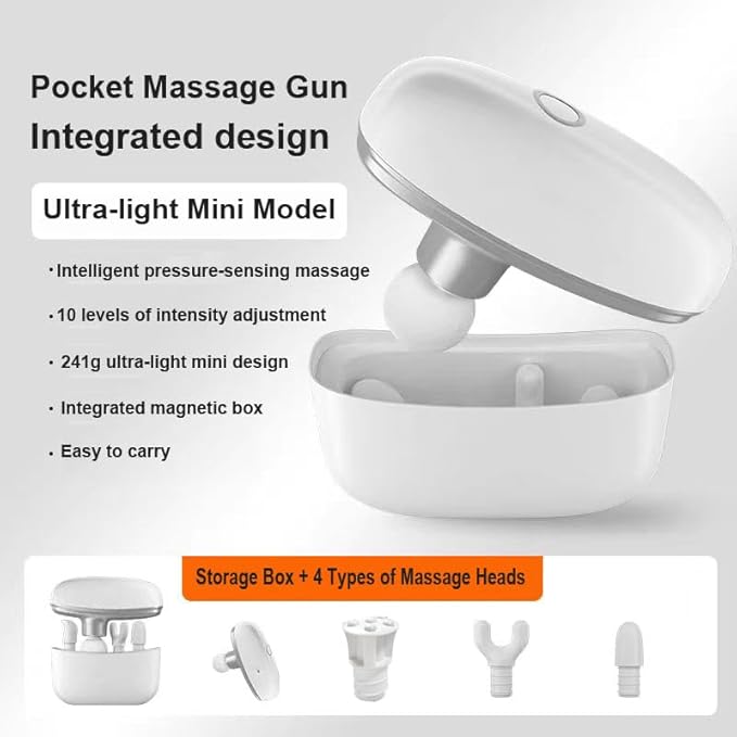 Integrated Design Mini Massage Gun – Portable Deep Tissue Massager, Intelligent Pressure-sensing Brushless Motor, One-piece Percussion Muscle Massage Gun Easy to Carry for Travel, Mothers Day Gifts