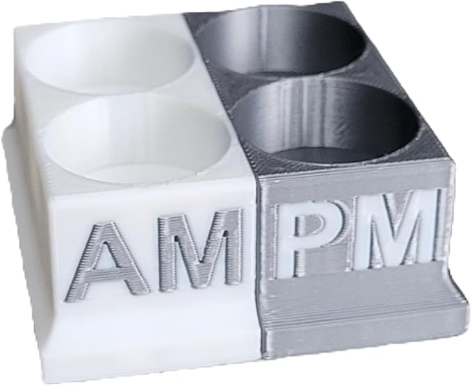Znet3D Eye Drops Bottle Organizer & Tracker – AM/PM 4-Slot (White/Silver)