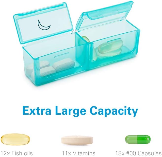 BUG HULL Pill Organizer 2 Times a Day, Large Weekly Pill Box AM PM, 7 Day Pill Case, Day and Night Vitamin Containers for Vitamins, Pill Holder for Supplements
