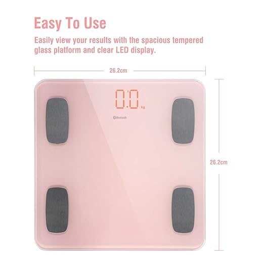 Uten Smart Scale for Body Weight, Digital Bathroom Weighing Wireless Scales with Body Fat and Water Weight for People, Bluetooth BMI Electronic Body Analyzer Machine with Smartphone App, 400lb, Pink