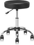 Round Rolling Stool with Wheels Adjustable Height Swivel Multi-Purpose Heavy Duty Wide Seat Drafting Stool for Office Laboratory Salon Massage Spa Medical Doctor Clinic Tattoo Beauty Nail