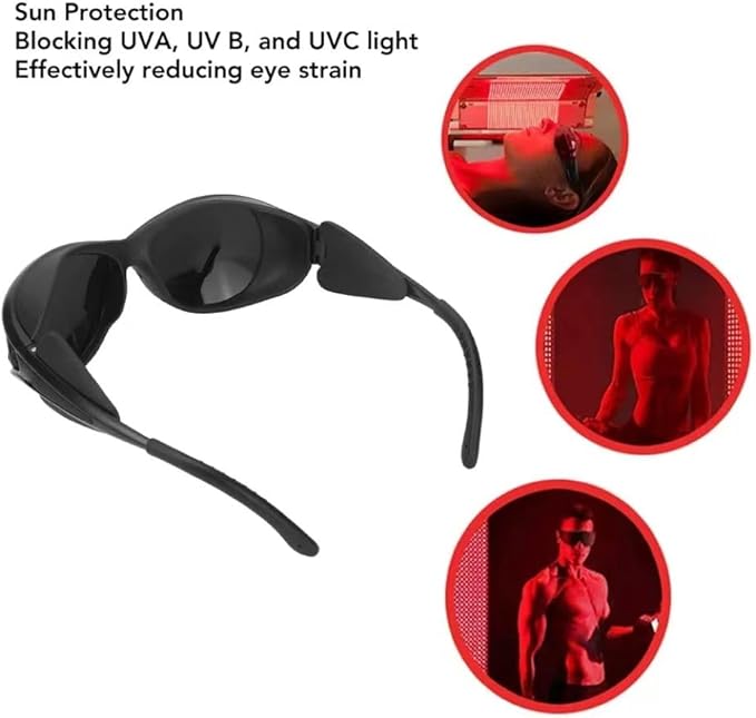 Professional Red Light Therapy Goggles, Infrared & LED Red/Blue Light Protection
