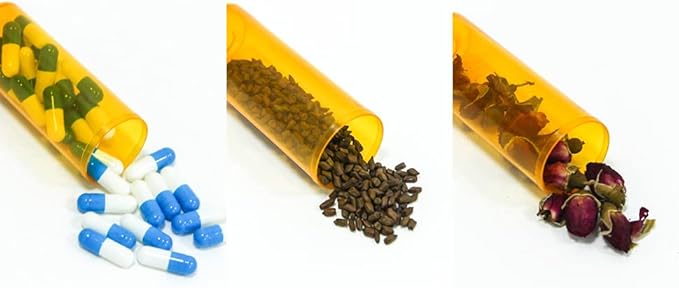 Medicine Bottles Snap Cap Prescription Vials, Easy Open Pill Organizers, Amber Empty with Plastic Caps (8 dram, 12pcs)