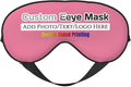 Custom Eye Mask for Sleeping Personalized Your Photo Text Logo Adjustable Strap Sleep Mask Customized Soft Blindfold Eyemask Blackout Eye Cover for Men Women Home Travel Offices Dark Pink