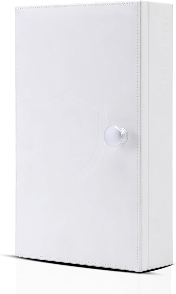 CKEYURE Premium XL PU Leather Faraday Box for Car Keys Wall Mount | Anti Theft Faraday Key Fob Protector | Faraday Cage | Car Key Holder | RFID Key Box | Key fob Signal Blocker (White)