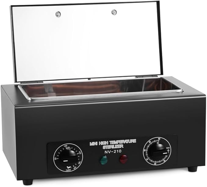 High Temperature Sterilizer Autoclave Machine for Metal Tools with Handle with Timer 110V 300W, 1.5L Capacity, for Dental Tools (Black)