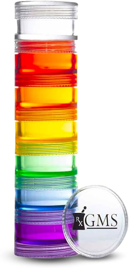 GMS 7 Day Medicine Pill Organizer - Unbreakable Stackable Pill Box, Easy to Screw Together Lid - Ideal for Travel, Fits Small Tablets & Vitamin Supplements, Organize Your Weekly Medicine, Extra Small