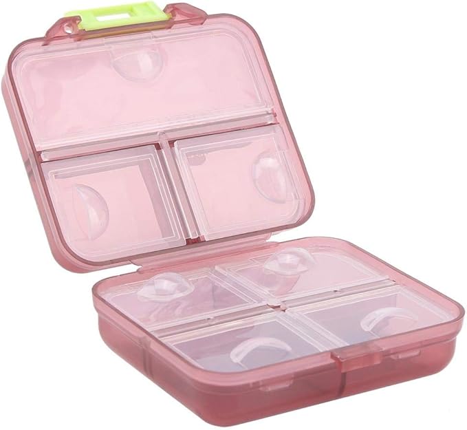 7 Grids Weekly Pill Box Portable Medicine Storage Box Foldable Drug Case Tablet Organizer for Travel (Claret-red)