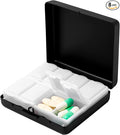 Portable Metal Travel Medicine Box/8 Compartments (Black)