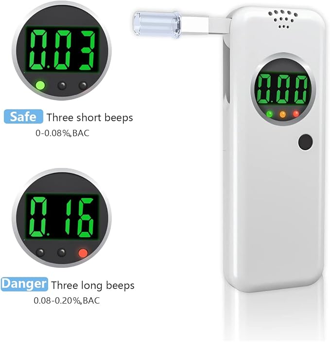 Breathalyzer,Alcohol Tester with LCD Digital Display,Breathalyzer with 10 Mouthpieces for Home and Party Use