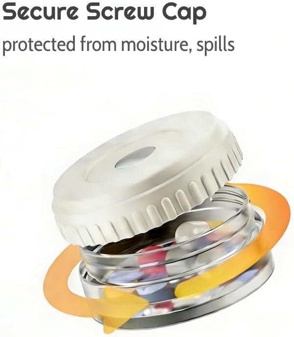 Stackable Magnetic Pill Case, Small Pill Box with Screw Cap, Moistureproof Pill Dispenser, Compact Medication & Vitamin Organizer