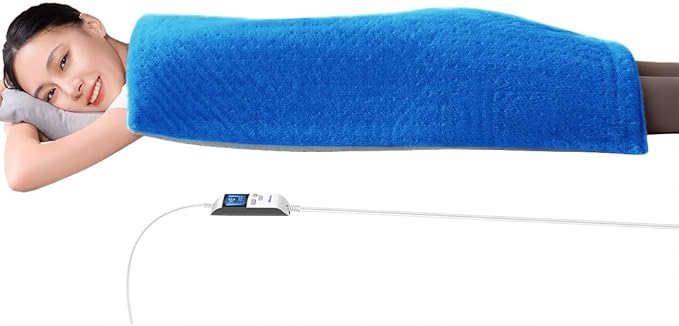 Boncare® Ultra Plush Heating Pad for Neck and Shoulder and Back with Auto-Off, Stay-On Warmth Up to 18 Hours, 6 Heat Levels, 12.6 ft Cord for Bed Foot Warmer with Gift Box (Blue, 17"x33")