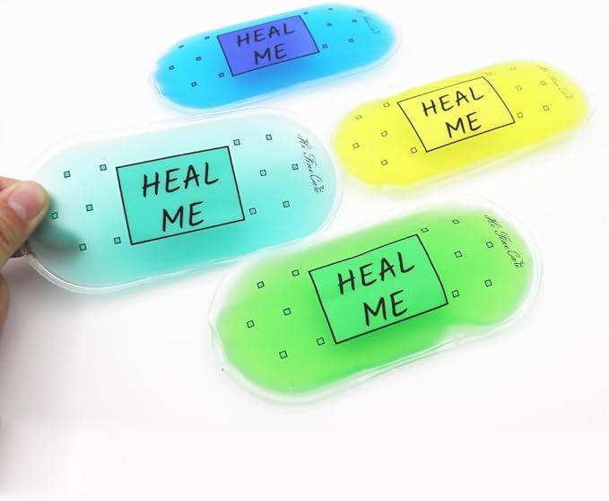 Boo Boo Ice Pack for Kids, Small Ice Pack for Injuries Cold Compress Gel Pack Cold Therapy for Scrape Knee, Bump Head, Hurt Elbow, Hit Thumb (4 Count (Heal me))