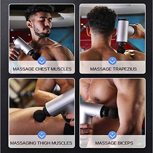 Hand held Electric Quiet Muscle Massage Gun deep Relaxation Massage Body Four Kinds of Massage Head Cordless Percussion Massager Relieve Muscle Pain and Tension (Black)