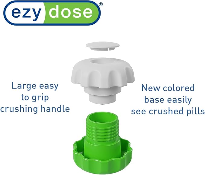 EZY DOSE Crush Pill, Vitamins, Tablets Crusher and Grinder with Storage Compartment, Pets, Elderly, Effortlessly Crushes Medications into Fine Powder, Durable, Easy-to-Use, Green, Large, BPA Free