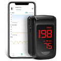 Fingertip Pulse Oximeter- HOLFENRY Pulse Oximeter Bluetooth Oximeter Oxygen Saturation Monitor for SpO2/Heart Rate/PI, with Auto Graph Display/Alarm/Dedicated App, Compatible with iOS&Android