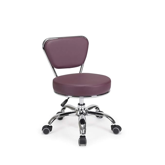 MAYAKOBA Dayton Pedicure Stool (Burgundy) Pneumatic, Adjustable Height, Perfect for Nail Salon, Pedicure spa