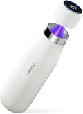 VSITOO 14.8oz Mini Smart Self-Cleaning Water Bottle，Small Insulated Stainless Steel Thermoses with AI Self-Clean, 30-Day Battery & Magnetic Charging for Travel, Gym, Office or Purse, White