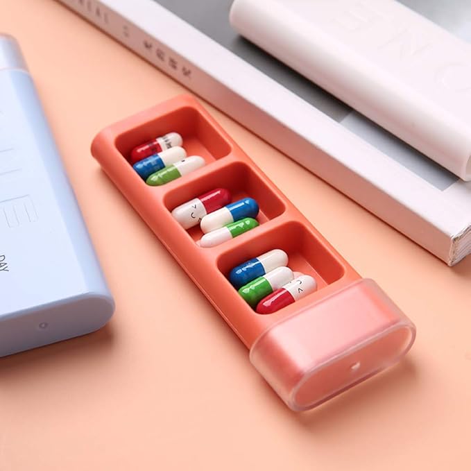 Travel Pill Organizer 3 Times a Day Pill Box Organizer for Pills Vitamin Fish Oil Supplements, Matte Surface, ealed and Waterproof (White,1PCS)