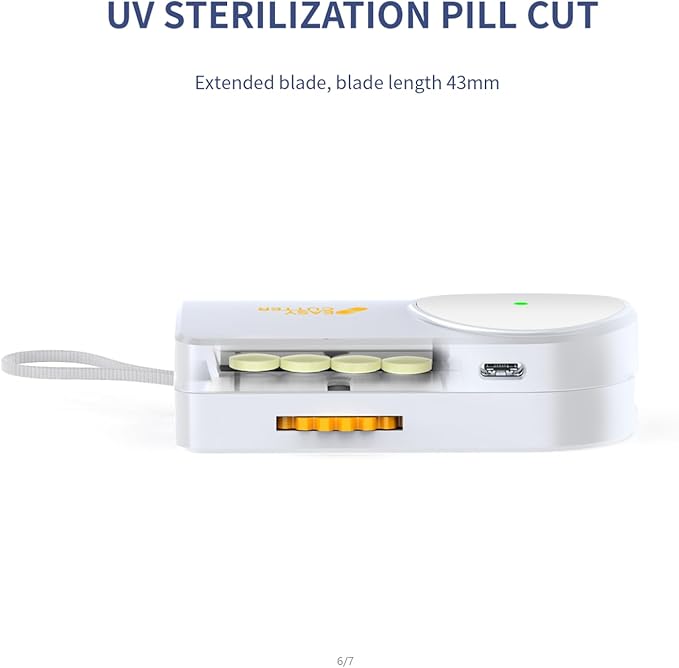 Pro U | V C-Pill Cutter & Organizer - Luminescent LED Status Light | 3-25mm Adjustable Blades | Splinter-Free Cutting | Detachable Washable Compartment (Orange)