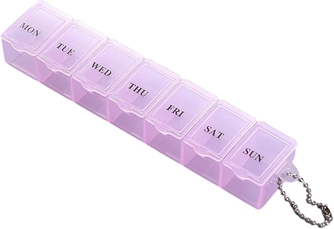 1 Pc Weekly Pill Dispenser - 7 Day Medicine Box, 7 Day Pill Holder | Pill Case Weekly, Medicine Storage Organizer, Clear Pill Organizer Box, Dustproof Pill Holder for Tablets, and Supplements (Pink)