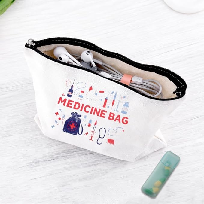 Small Medicine Makeup Bag Pouch Patient Travel Medication Bags Doctor Nurse Day Gift Ideas Bag Physician Practitioner Pharmacy Gifts for Women Bags Hospital Pharmacist Gifts Pouch Nurse Drug Organizer