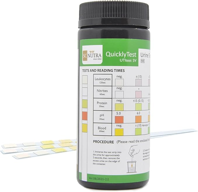 Urine Test Strips - Quick Testing and Monitoring for UTIs, Cystitis, pH and Bladder Health. SC Nutra (Sweet Cures)