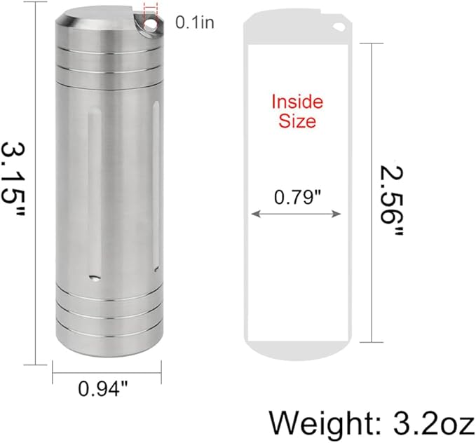 Large Size High Capacity Stainless Steel Keychain Pill Holder – Pill Container Portable Pill Case for Backpack, Keyring Watertight Travel Pill Container for Medicine (Large)