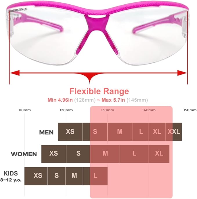 HTS HUNTERSKY Super Flexible Lightweight Anti Fog Wrap-Around U6 Clear Shooting Safety Glasses with ANSI Z87.1 Scratch Resist