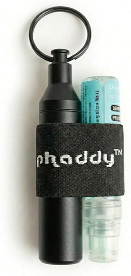 phaddy™ Keychain Pill Holder with Compression Band System – Modular EDC Aluminum Capsule | Lip Balm Holder, Airtight & Watertight Container for Cash & Small Essentials (Black)