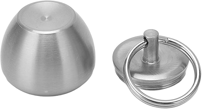Small Pill Box, Stainless Steel Shape Mini Portable Organizer Case Metal Container Medicine Bottle Ring Holder Keychain Sealed Jar Pendant for Purse Outdoor Camping Travel