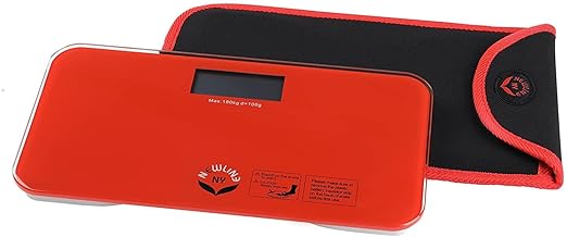 NewlineNY Red-Orange Mini Bathroom Scale + Travel Slip Case SBB0720M-NYRO + NY-MSS101-BRO