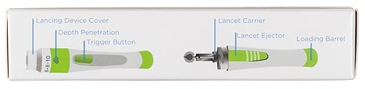 Lancing Device with Ejector for Diabetes Testing, Adjustable for Minimizing Pain and Discomfort in Blood Glucose Testing - Lancet Device - Works with Most (Round) Diabetic Lancets