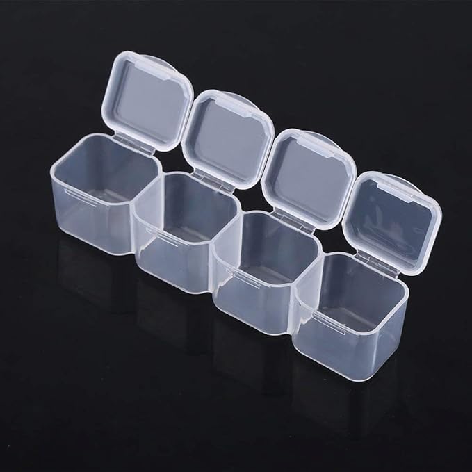 Box, Jewelry Organizer Clear Plastic 28 Slots Adjustable Tablet Jewelry Storage Box Container