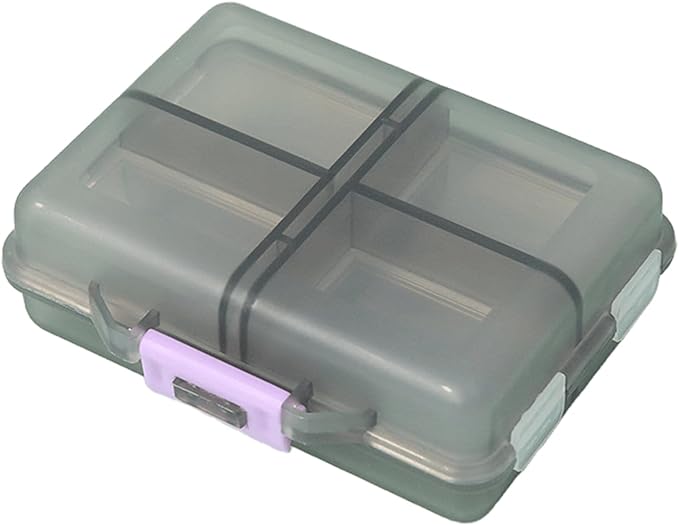 Weekly Travel Pill Organizer Box, 8 Compartments Small Fold Medicine Case Holder, Daily AM PM Morning Night Pocket Travel Capsule Dispenser for Vitamin, Fish Oil, Supplement, Tablet, Grey