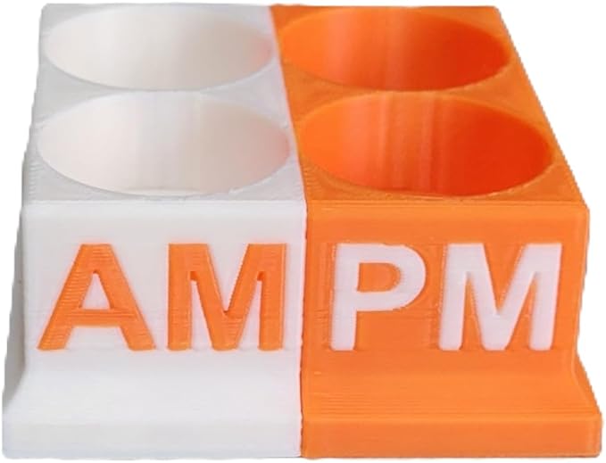 Znet3D Eye Drops Bottle Organizer & Tracker – AM/PM 4-Slot (White/Orange)