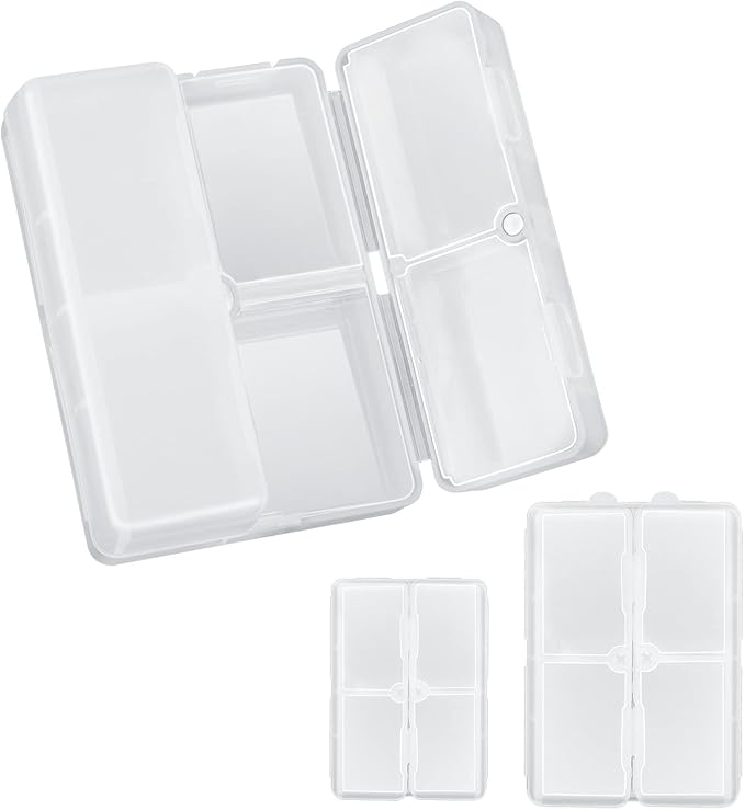 FYY 2 Pcs Daily Pill Organizer, 7 Compartments Portable Pill Case Travel Pill Organizer,[Folding Design] Pill Box for Purse Pocket to Hold Vitamins,Cod Liver Oil,Supplements and Medication-Clear