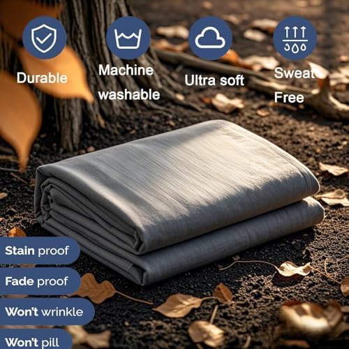Grounding Sheets, 20% Pure Silver Fiber + 80% Organic Cotton, Grounded Sheet Earth Connected Bedding Fitted Earth Sheets with Grounding Cord