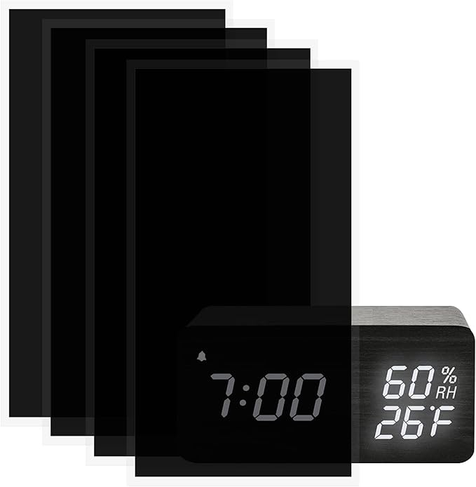 Birllaid Light Dimming Stickers,4Pcs Light Blocking Stickers LED Cover Filters, 8 X 4 Inch Light Dimming Sheets for Electronics,Alarm Clock, Radio, Cable Box, Monitor, LED Number Readable