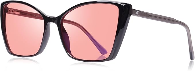 Women's Fluorescent-41 Rose Cat Eye Tinted Blue Light Blocking Glasses for Migraine, Light Sensitivity, Photophobia & LED Gaming Computer Screen Glare