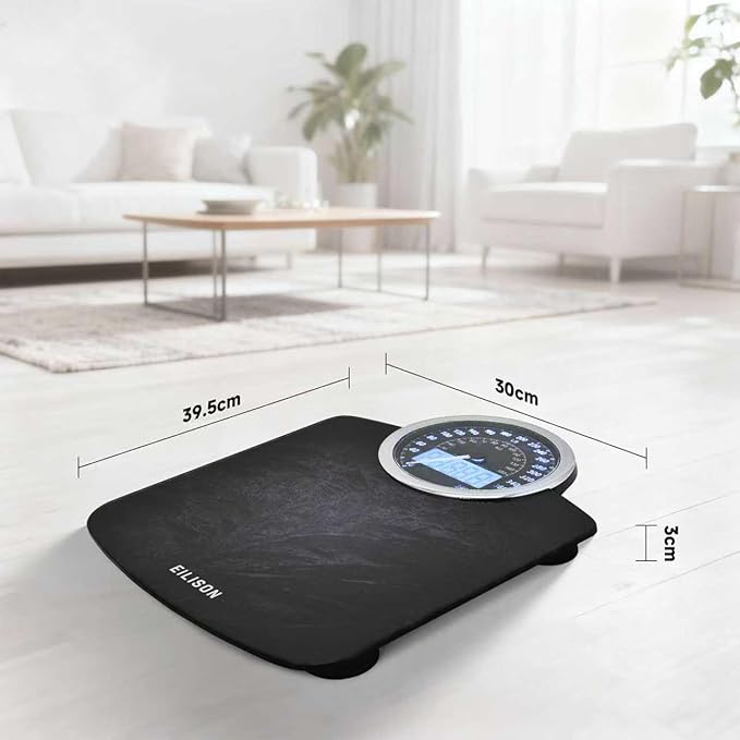 EILISON Highly Advance 2-in-1 Digital & Analog Weighing Scale for Body Weight-400lbs, 4 High Precison GX Sensor Accurate, Thick Tempered Glass, Extra Large Display (New Black)