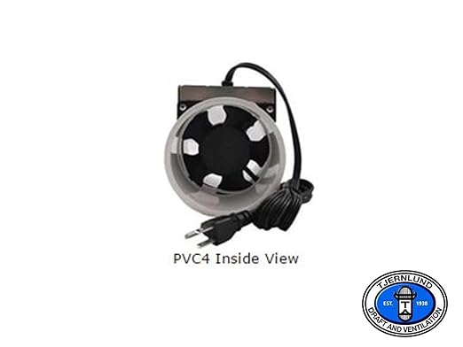 Tjernlund PVC4 Radon Mitigation Fan Model - Exhaust Fan with 6-Ft. Power Cord, Minimal Power Consumption, 4 In. PVC Pipe. Ventilation Fans