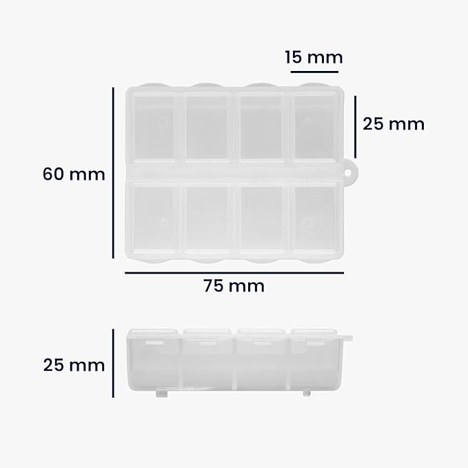 kwmobile 8-Compartment Pill Case - Pill Box Pill Organizer Pills Container Portable Holder 3" x 2-1/2" (75mm x 63mm) - Matte Transparent