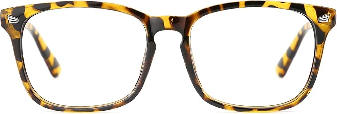 TIJN Blue Light Blocking Glasses for Women Men Clear Frame Square Nerd Eyeglasses Anti Blue Ray Computer Screen Glasses